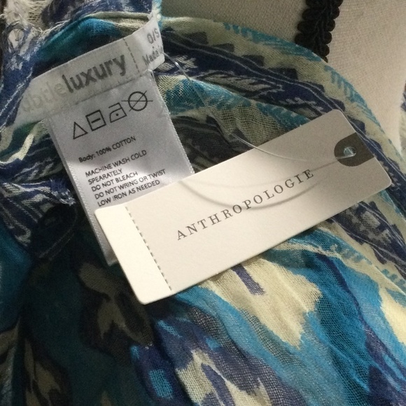 Nwt Anthropologie Subtle Luxury Blue Motif Kimono Wrap - Picture 7 of 11